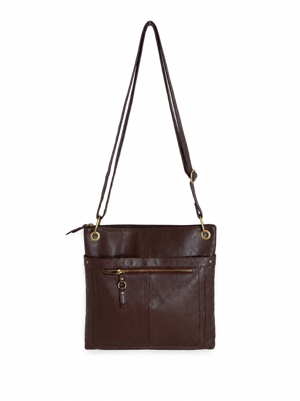 Great American Leather Works Brown 100% Genuine Leather Crossbody Shoulder Bag